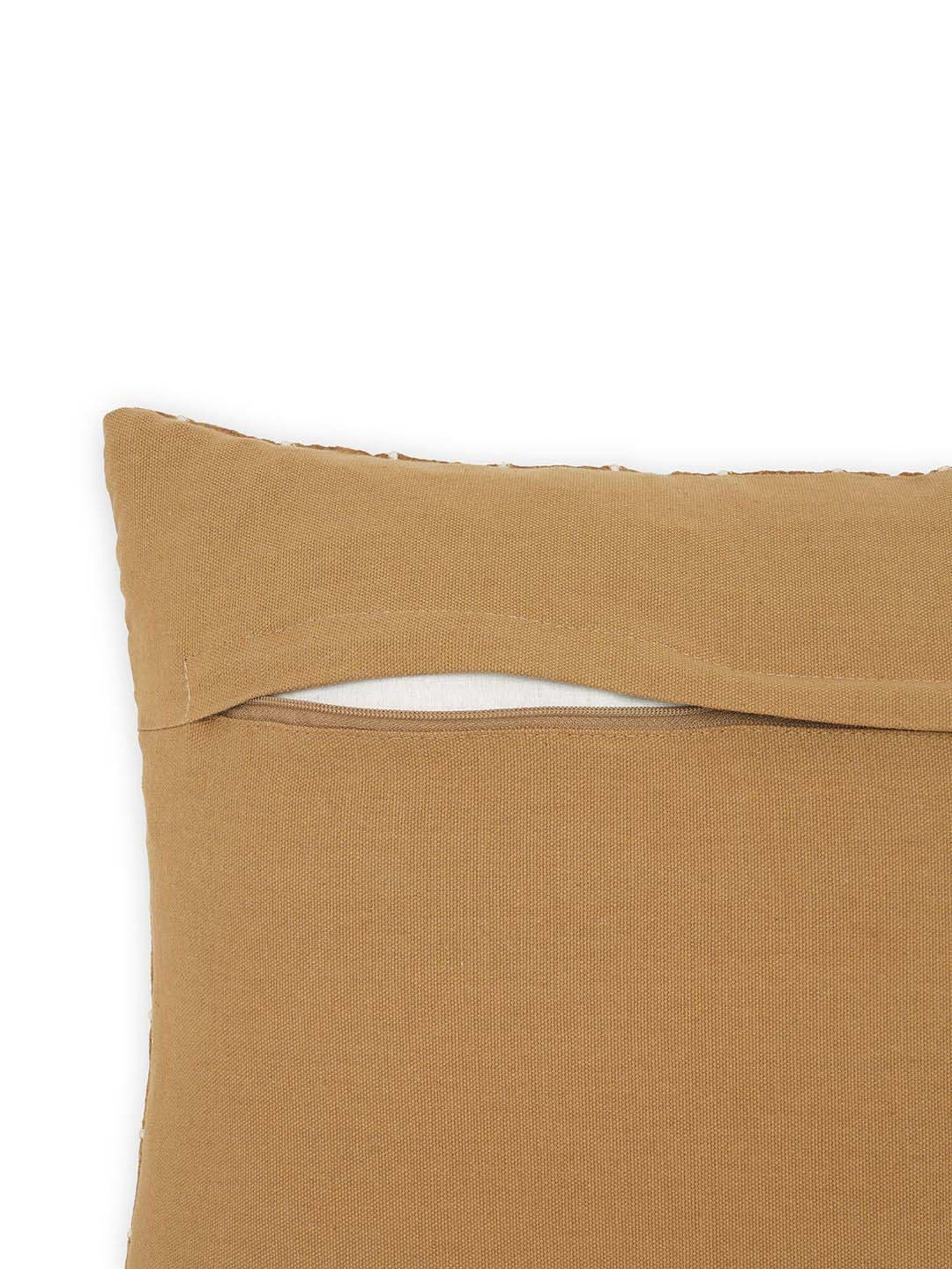 Pure Home and Living Gold Cotton Patch Work Square Cushion Cover