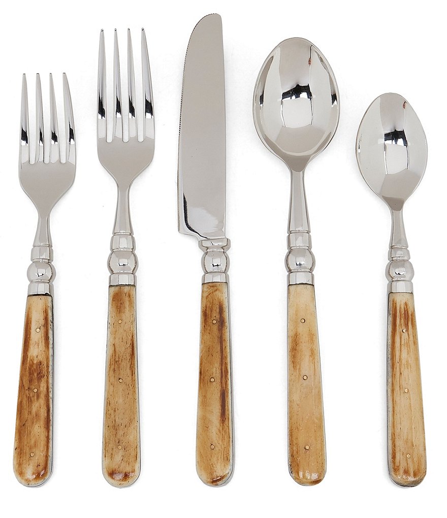 Southern Living Natural Bone 20-Piece Stainless Steel Flatware Set