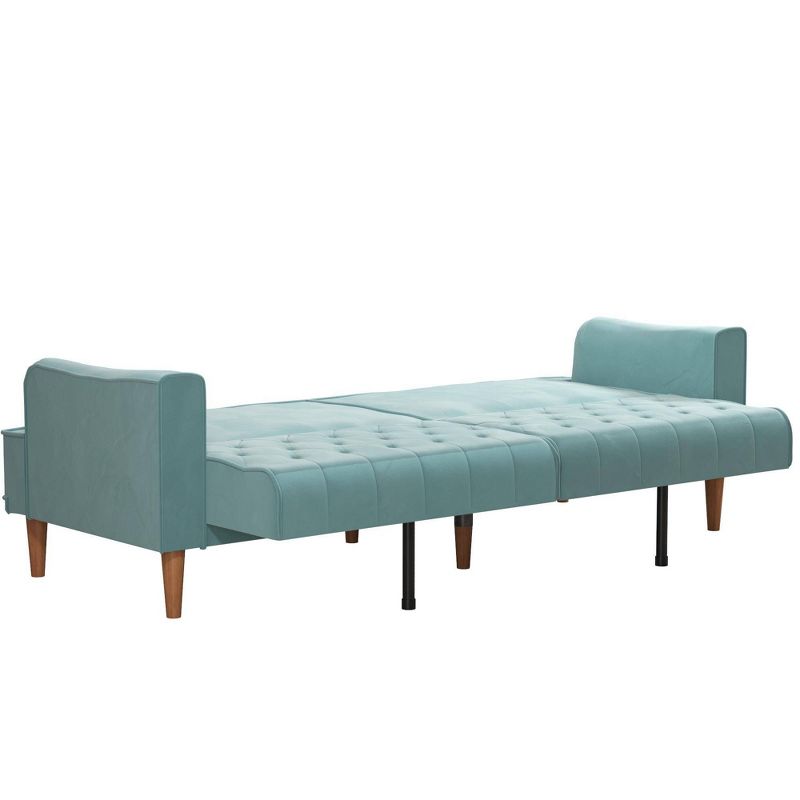 Stella Vintage Convertible Sofa Bed Futon Teal Velvet - Mr. Kate