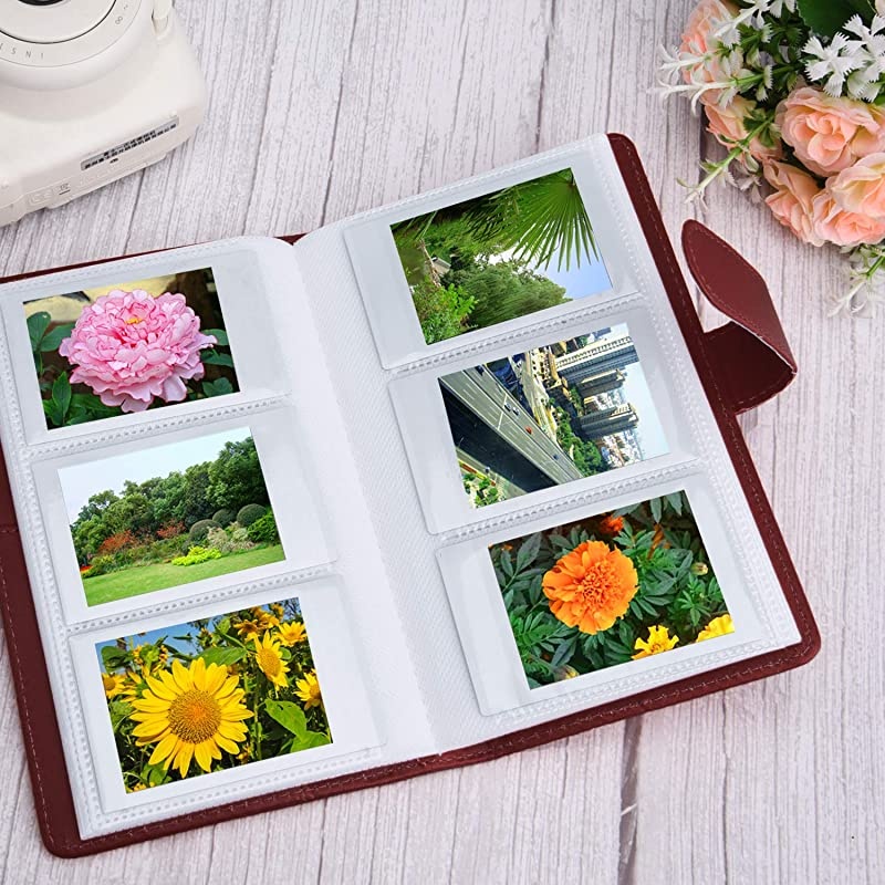 Wallet PU Leather Photo Album Compatible with Fujifilm Instax Mini Instant Film Retro Red