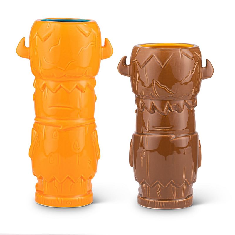 Beeline Creative Geeki Tikis The Flintstones Mug Set | Fred & Barney Tiki Mugs | Holds 28 Ounces