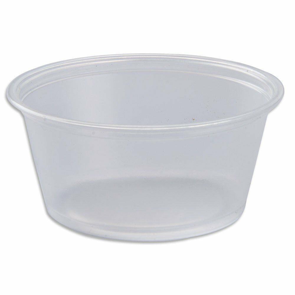 Dart 325PC, 3.25 Oz Conex Clear Portion Polypropylene Cups with Lids, (100)