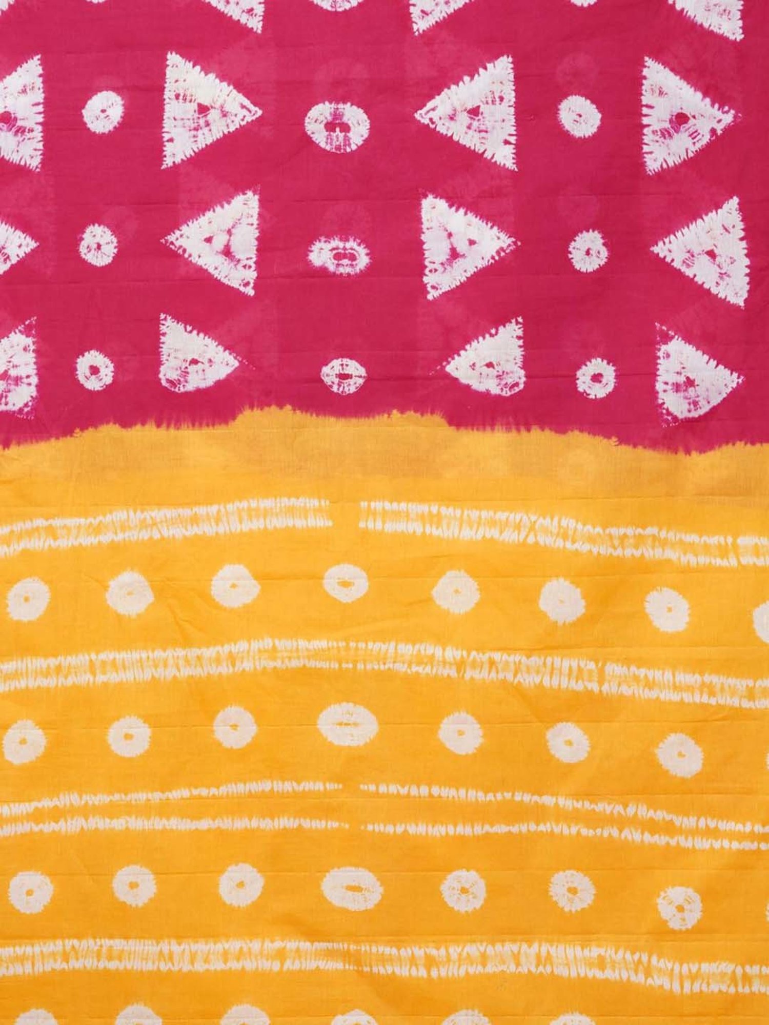 Unnati Silks Pink & Yellow Cotton Printed Saree With Unstitched Blouse