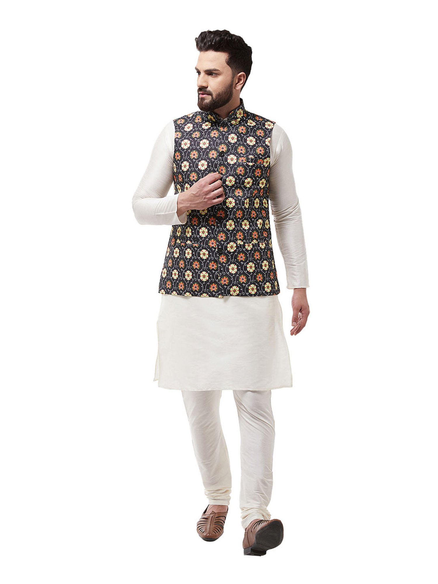Sojanya Off White & Black Printed Suit
