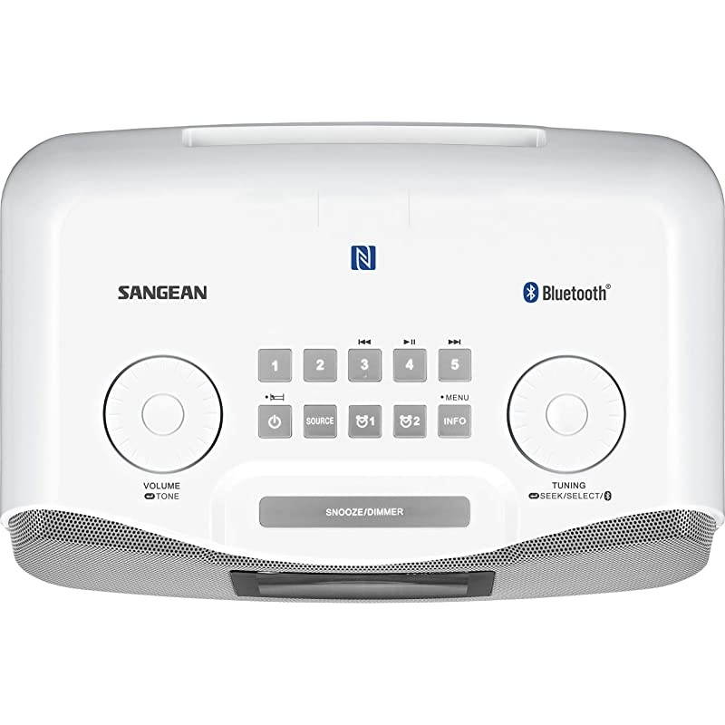 RCR20 FMRDS RBDS AMBluetoothAuxinUSB Phone Charging Digital Tuning Clock Radio with Battery Backup GrayWhite