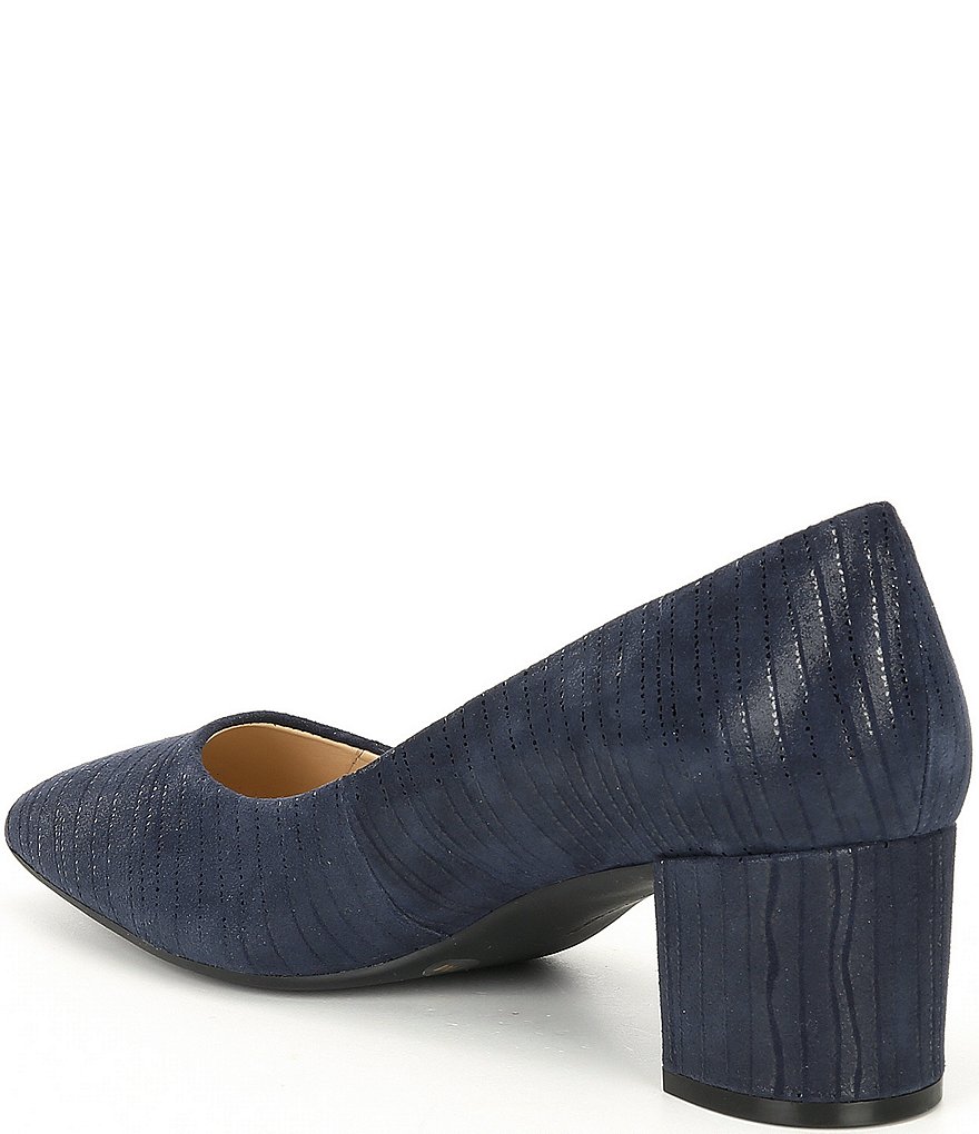 Alex Marie Jennica Embossed Square Toe Block Heel Pumps