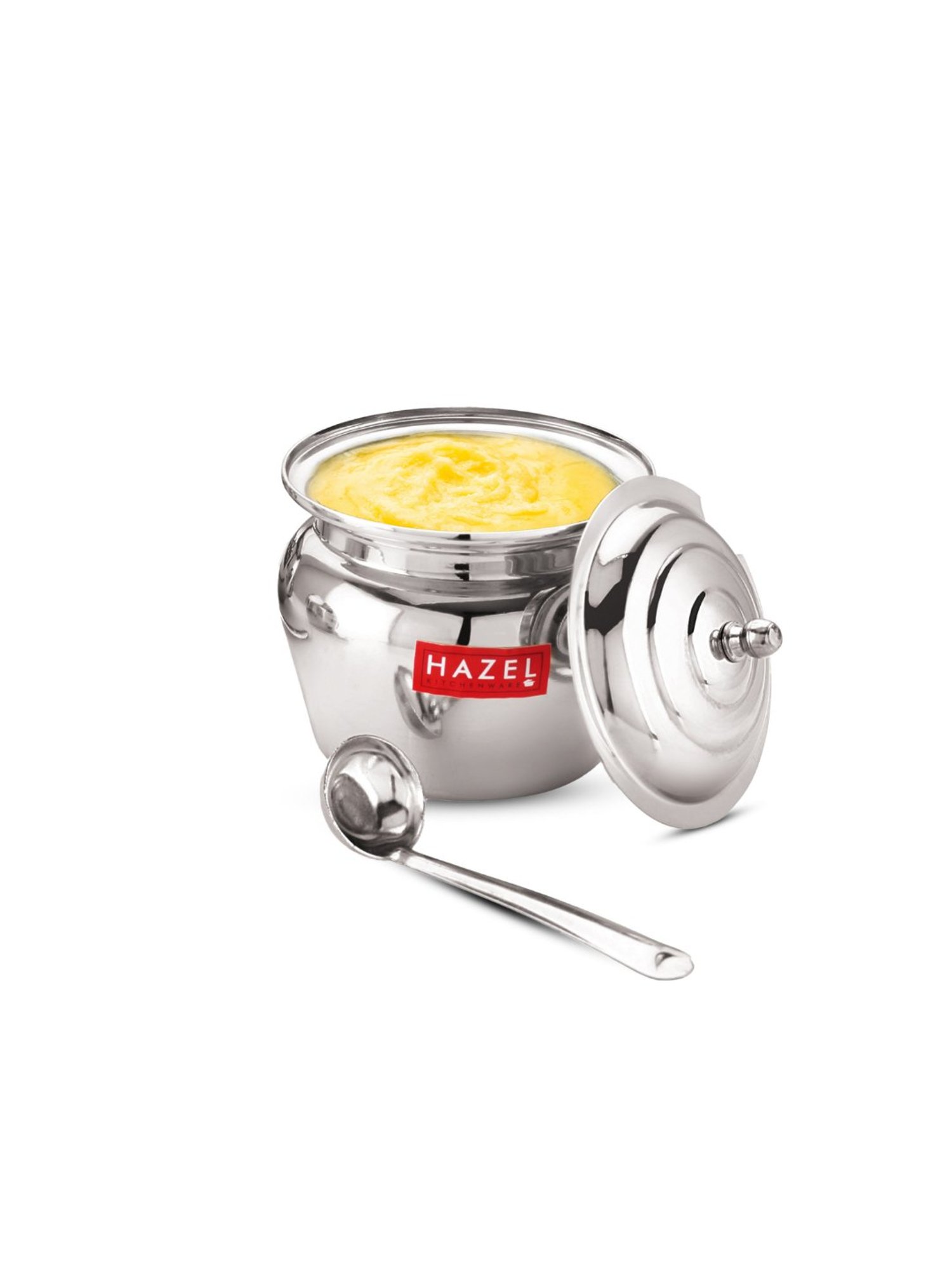 HAZEL Lotus Shaped Stainless Steel Ghee Pot (300 ml) - Set of 1