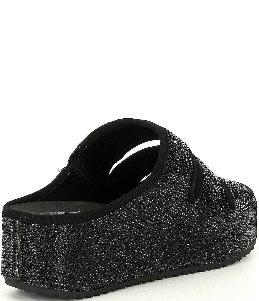 Chelsea & Violet Mel Rhinestone Embellished Three-Band Wedges