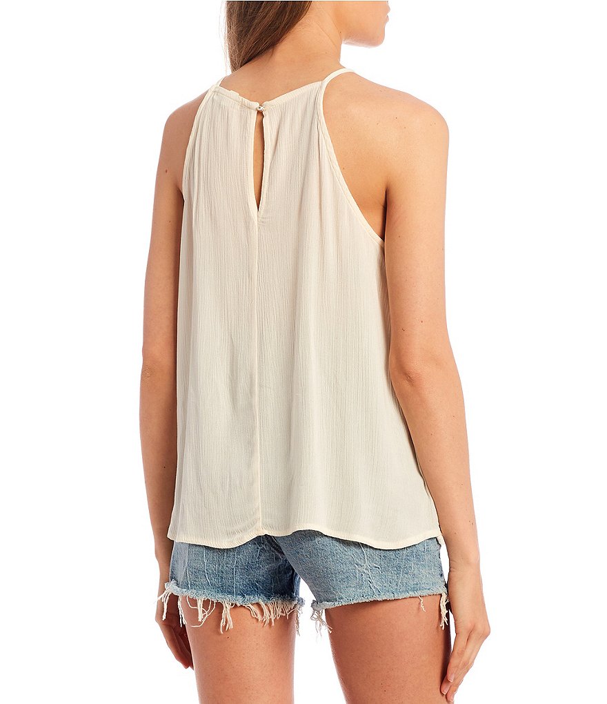 Love on a Hanger High Neck Crochet Front Tank Top