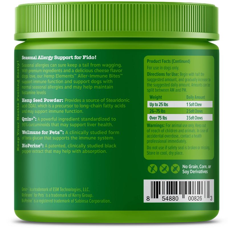 Zesty Paws Hemp Elements Aller-Immune Bites Cheese - 90ct