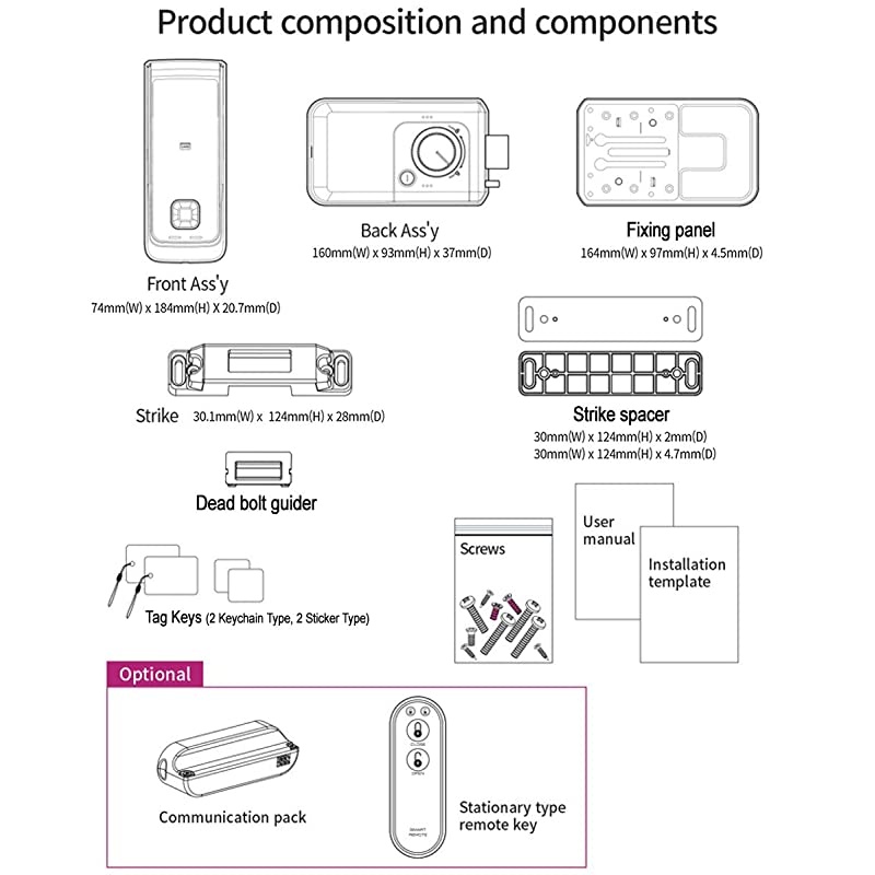 MI-500F Digital Rim Lock, Biometric Fingerprint, Notification Lamps, Double Locking, Manager Mode, Trespass Alarm, Battery Alarm, High Temperature Warning