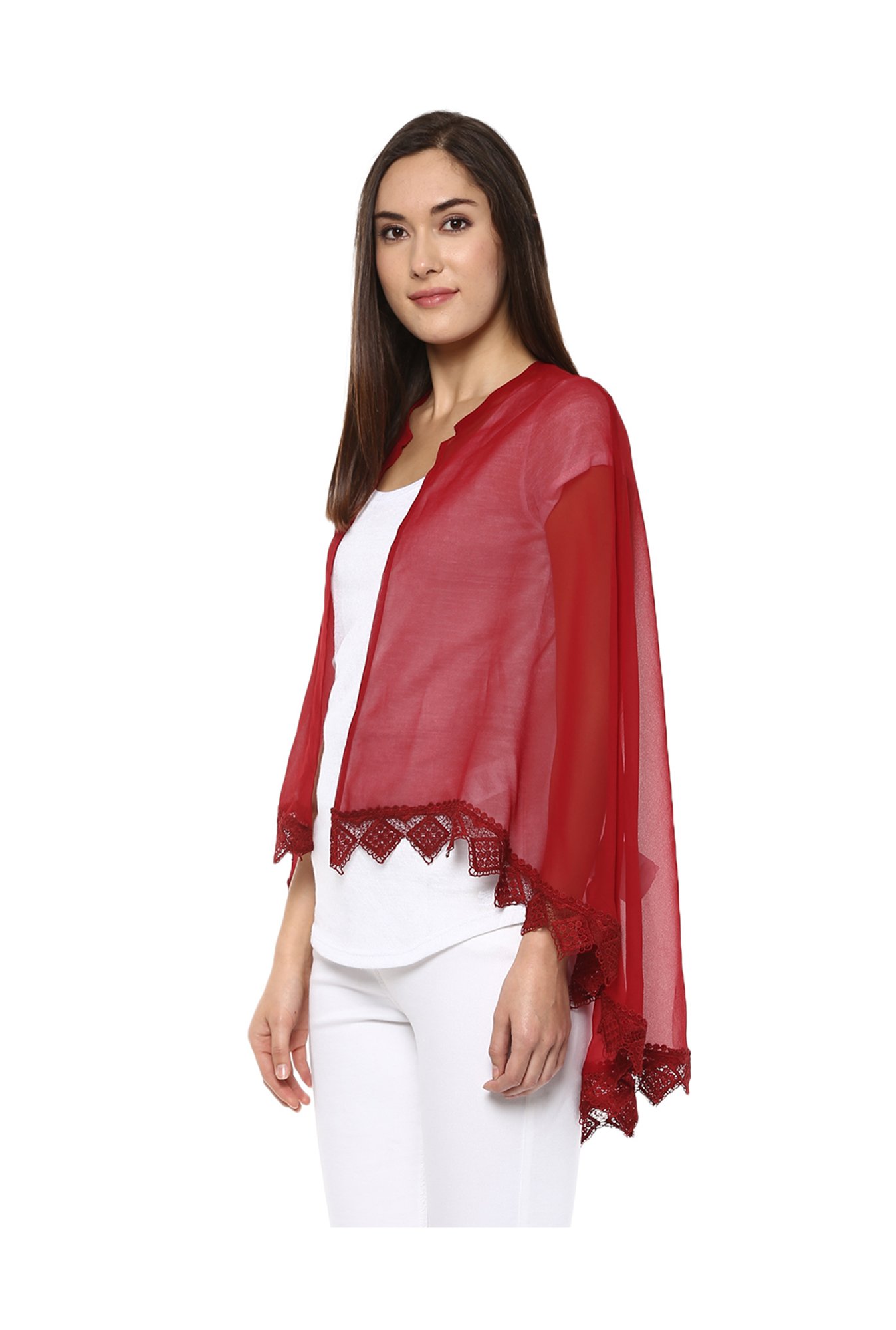 Fusion Beats Maroon Polyester Shrug