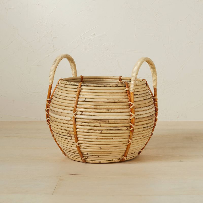 10" x 10.5" Round Rattan Basket with Handle Natural - Opalhouse™ designed with Jungalow™