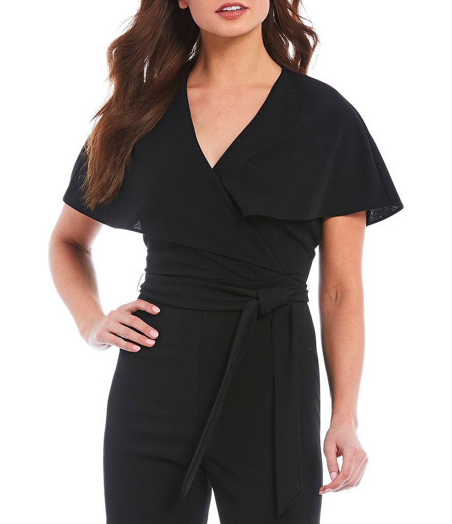Alex Marie Beth Wrap Cape Sleeve Machine Washable Jumpsuit
