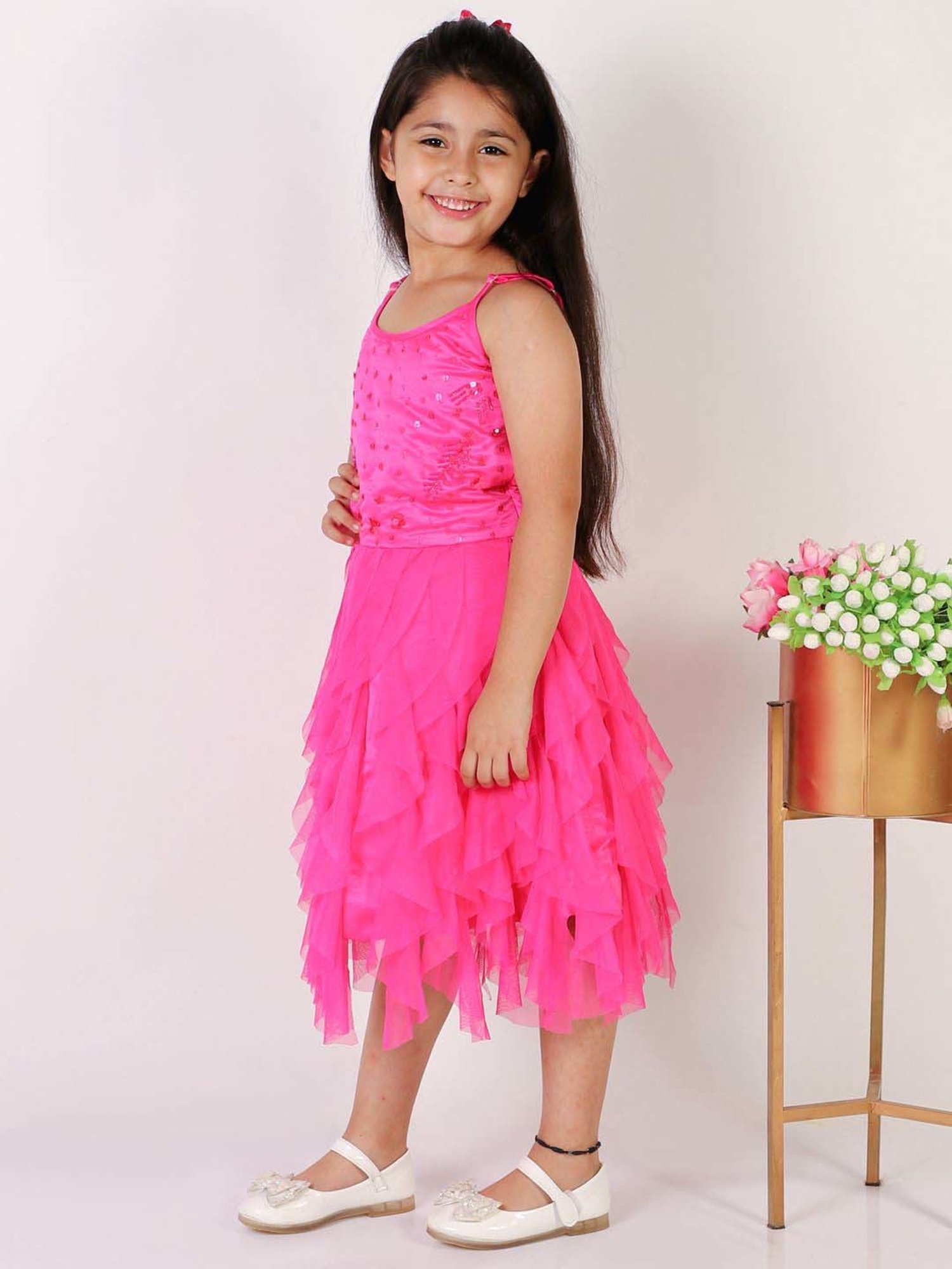 KidsDew Magenta Pink Embellished Dress