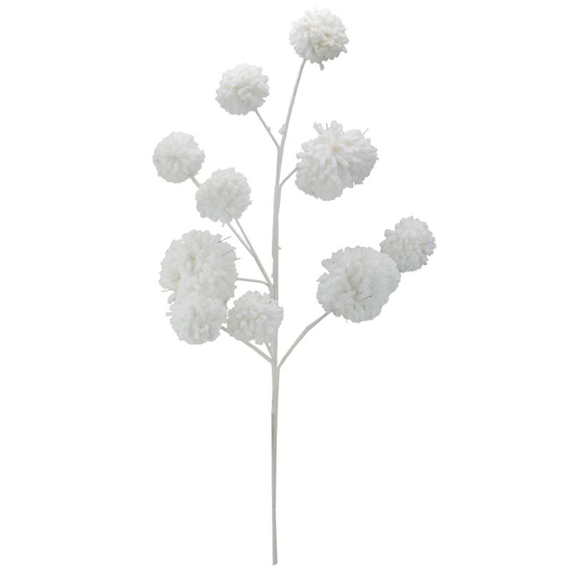 Raz Imports 28.5" White and Gold Glittered Pom-Pom Artificial Christmas Spray