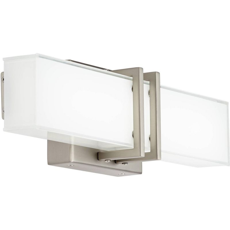 Possini Euro Design Modern Wall Light LED Brushed Nickel 17" Vanity Fixture for Bathroom Over Mirror Bedroom