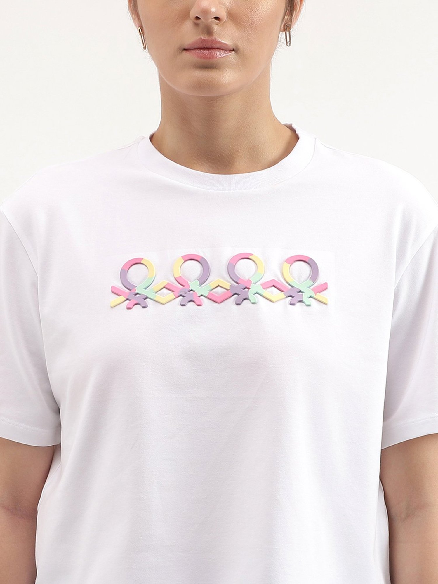 United Colors of Benetton White Printed T-Shirt