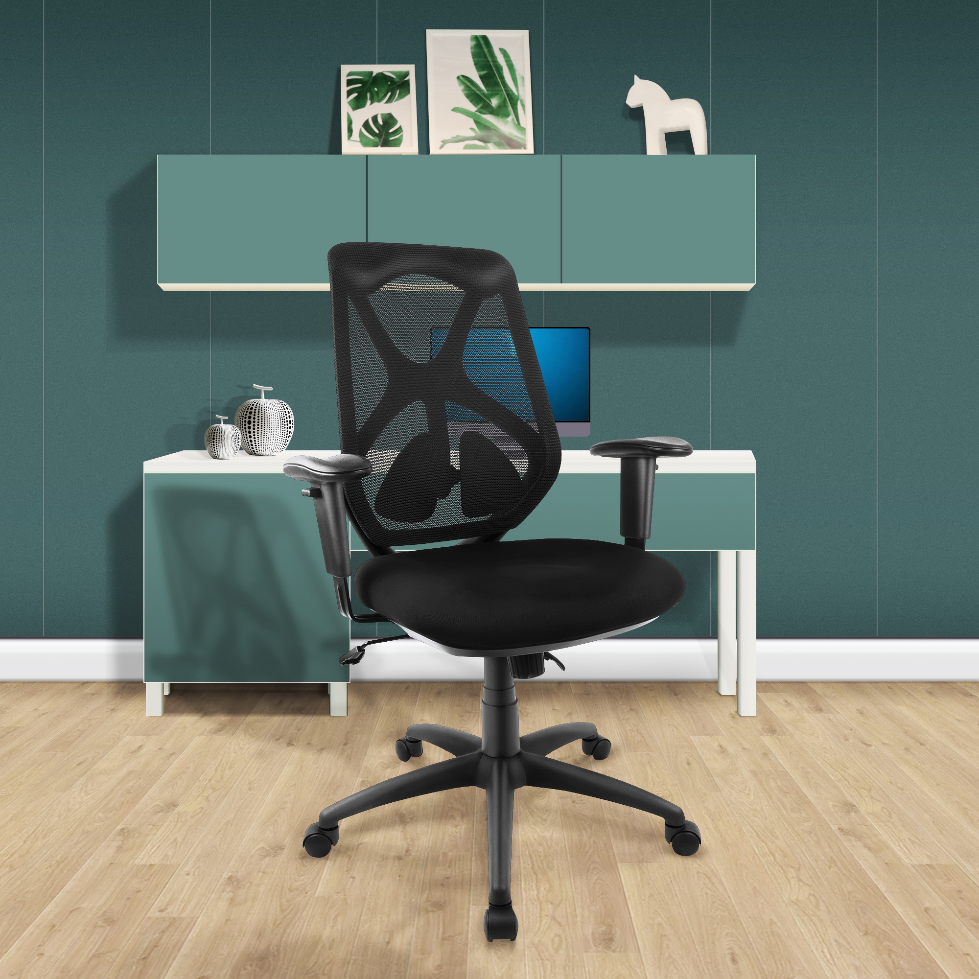 Office Desk Chair Clearance, Ergonomic Mesh Computer Task Chair with Headrest, Adjustable Armrests, Seat, and Lumbar Support, High Back Executive Swivel Chair, Black