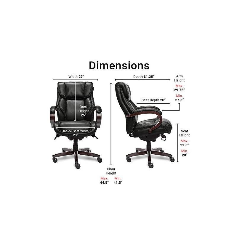 45783A Bellamy Bonded Leather Executive Office Chair with Memory Foam Cushions, Black