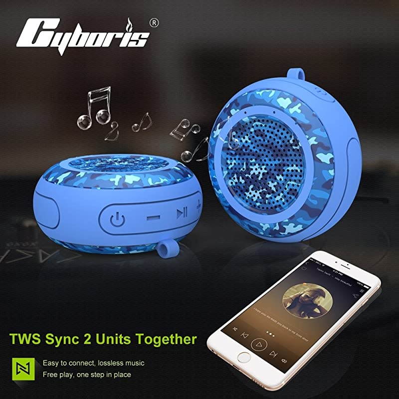 IPX7 Waterproof Outdoor Bluetooth Speaker Swimming Pool Floating Portable Mini Speakers Wireless 5W with Microphone amp TWS for Beach Bathroom Home Shower Grey