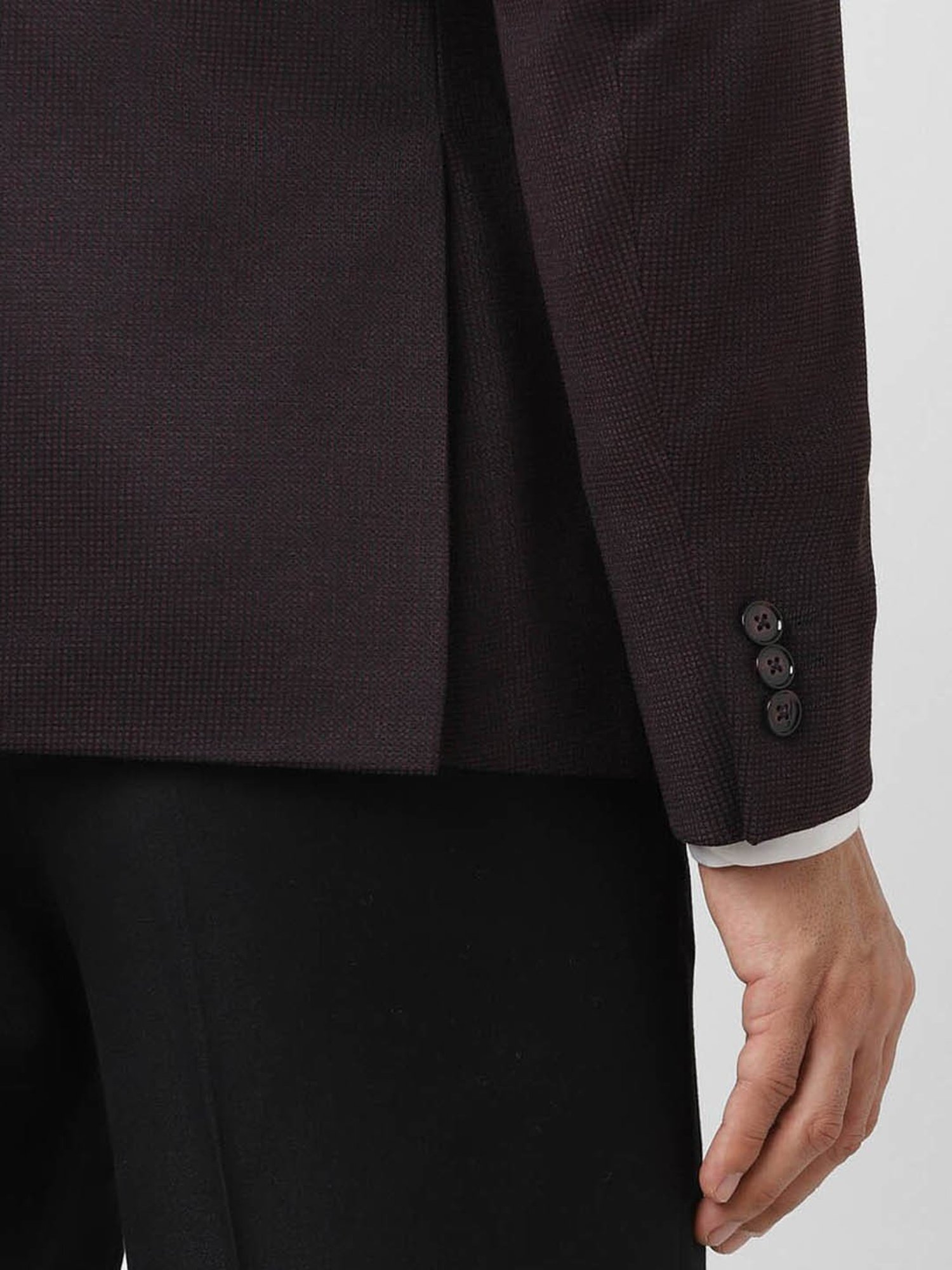 V Dot Maroon Slim Fit Blazer
