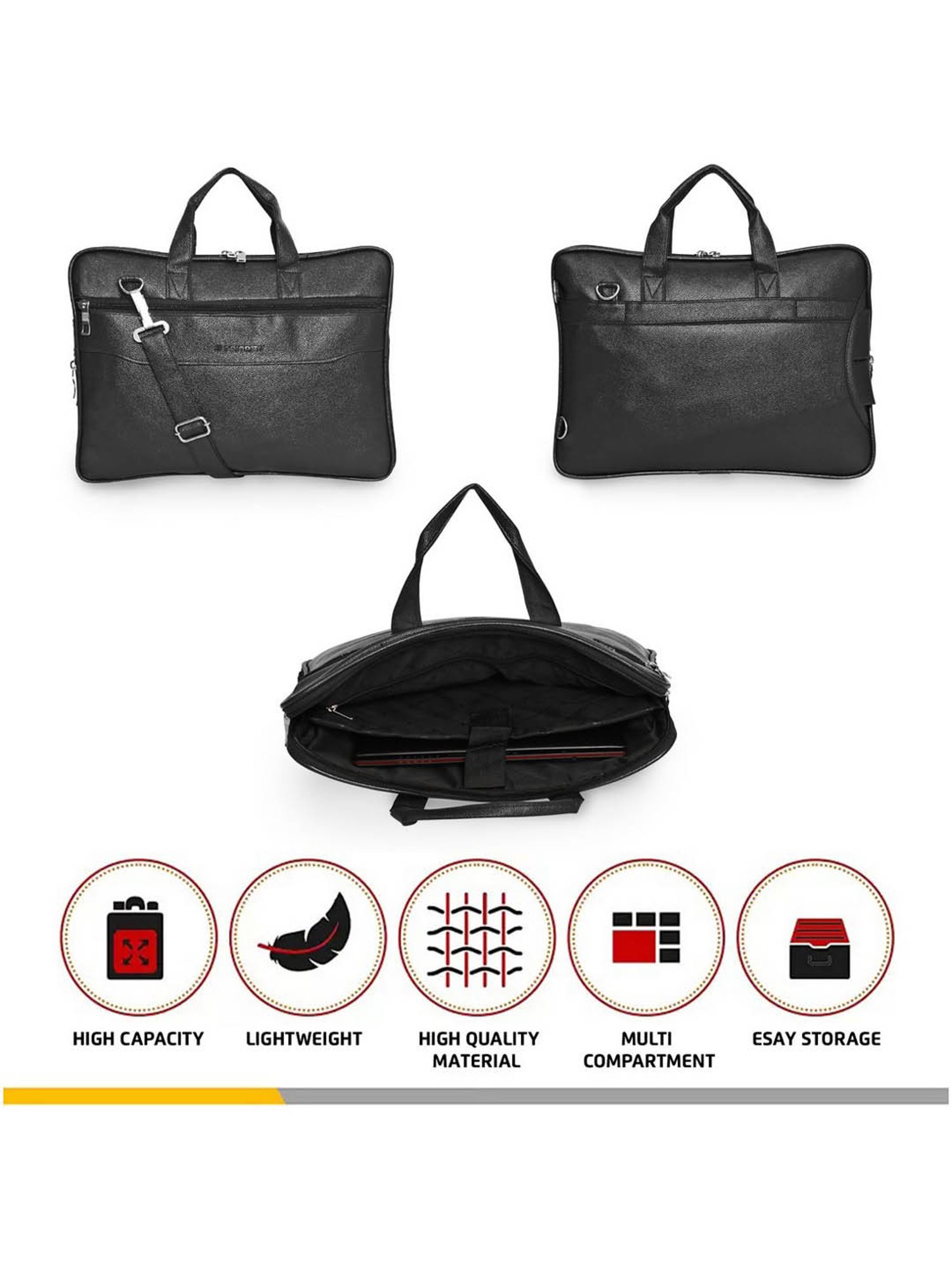 Priority Black Synthetic Large Messenger Bag