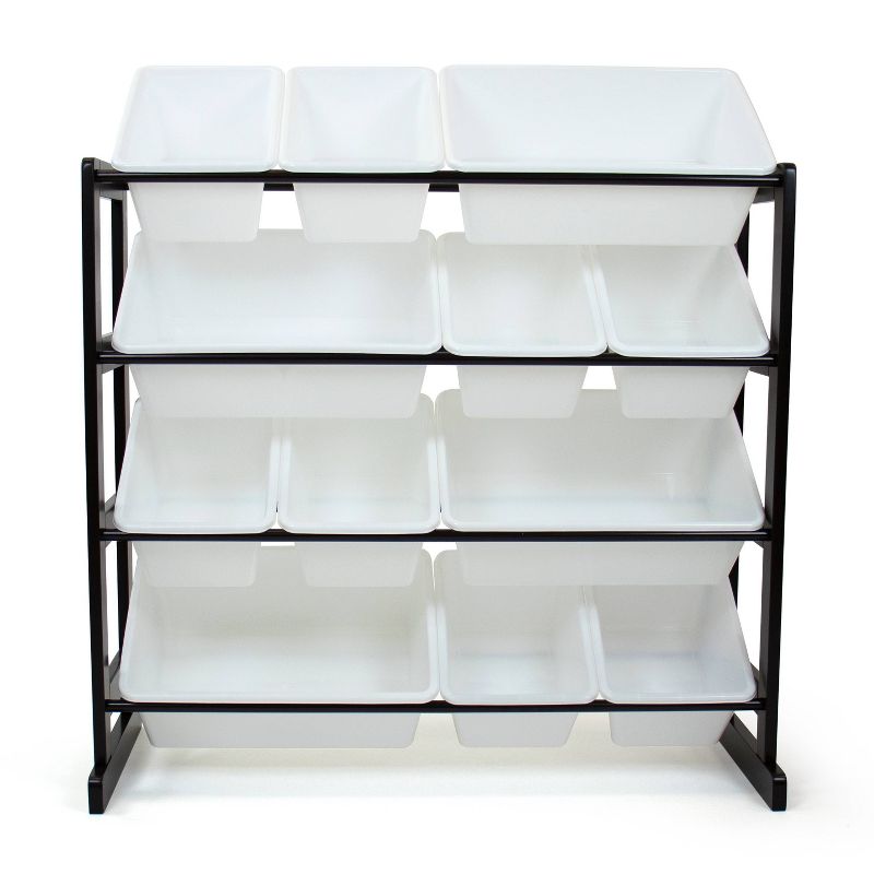 Ladder Toy Storage Organizer with 12 Storage Bins Espresso/White - Humble Crew