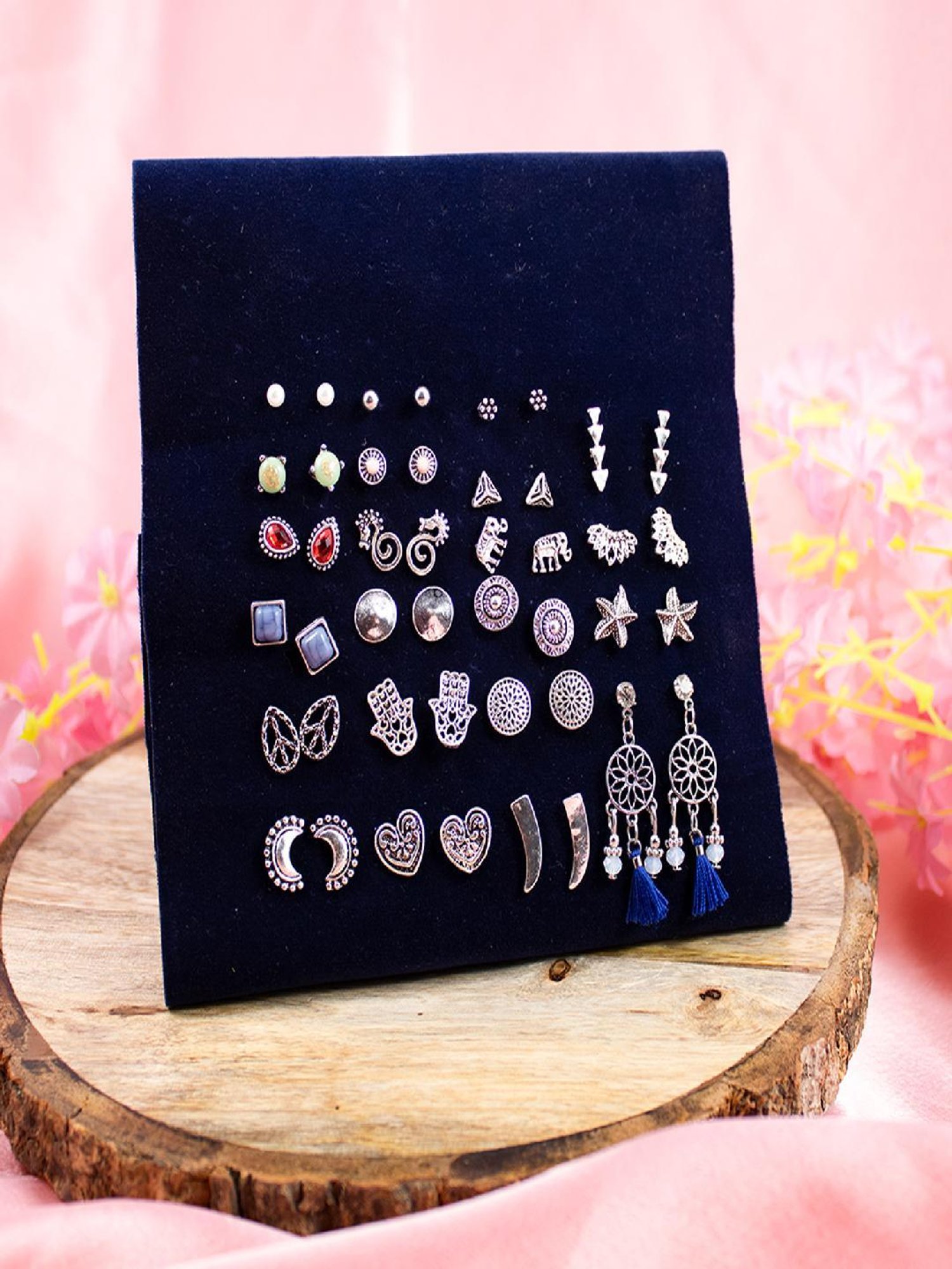 Jewelz Fashion Silver Stud Earring Set for Women & Girls Pack of 22