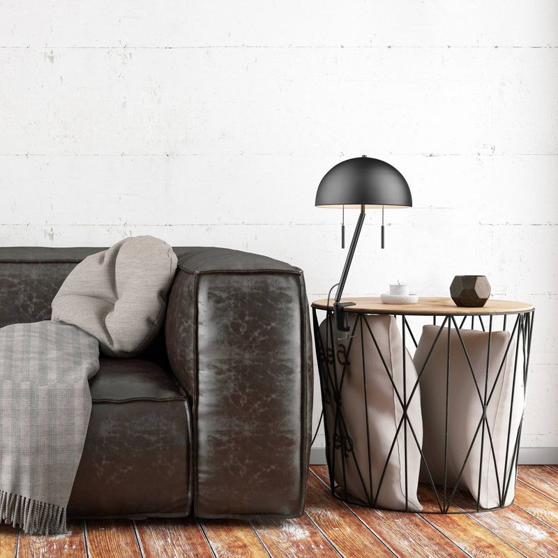 23" Iron/Seeded Glass Axel Farmhouse Industrial Task Lamp (Includes LED Light Bulb) Black - JONATHAN Y