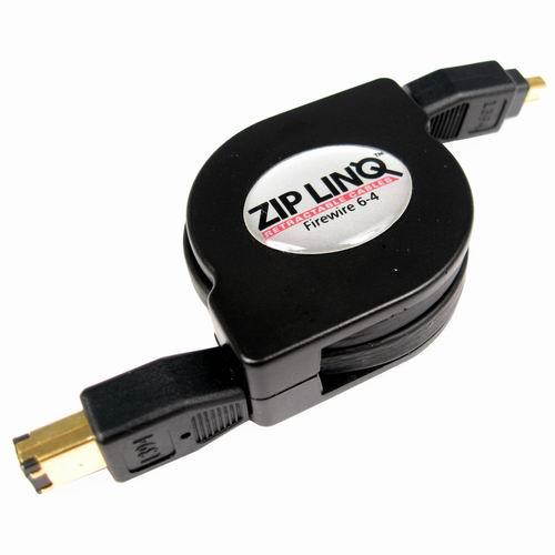 ZipLINQ ZIP-1394-C07A Premium Retractable 6Pin to 4Pin Firewire Cable