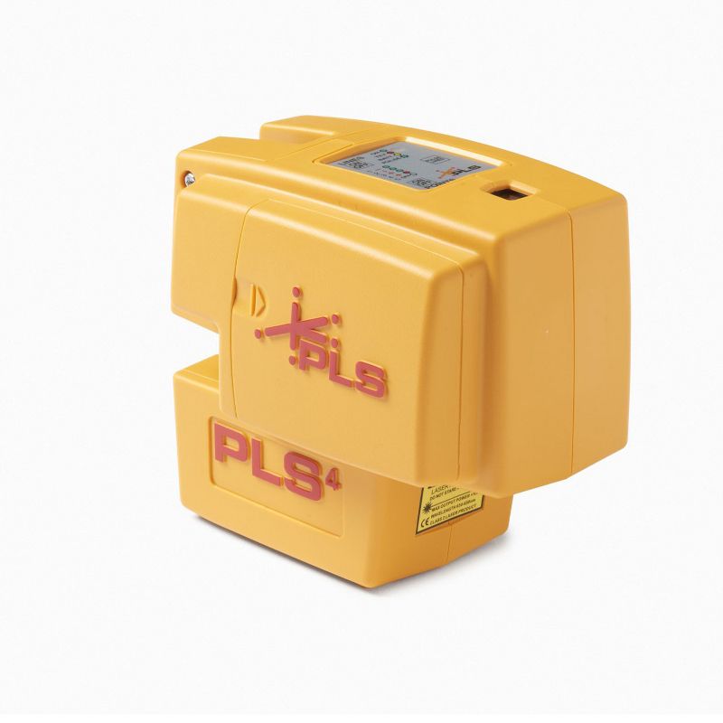 Pacific Laser Systems PLS 4 Red Cross Line Laser Level w/ Plumb, Bob & Level Professional Grade Durable Home Improvement Tool, Yellow