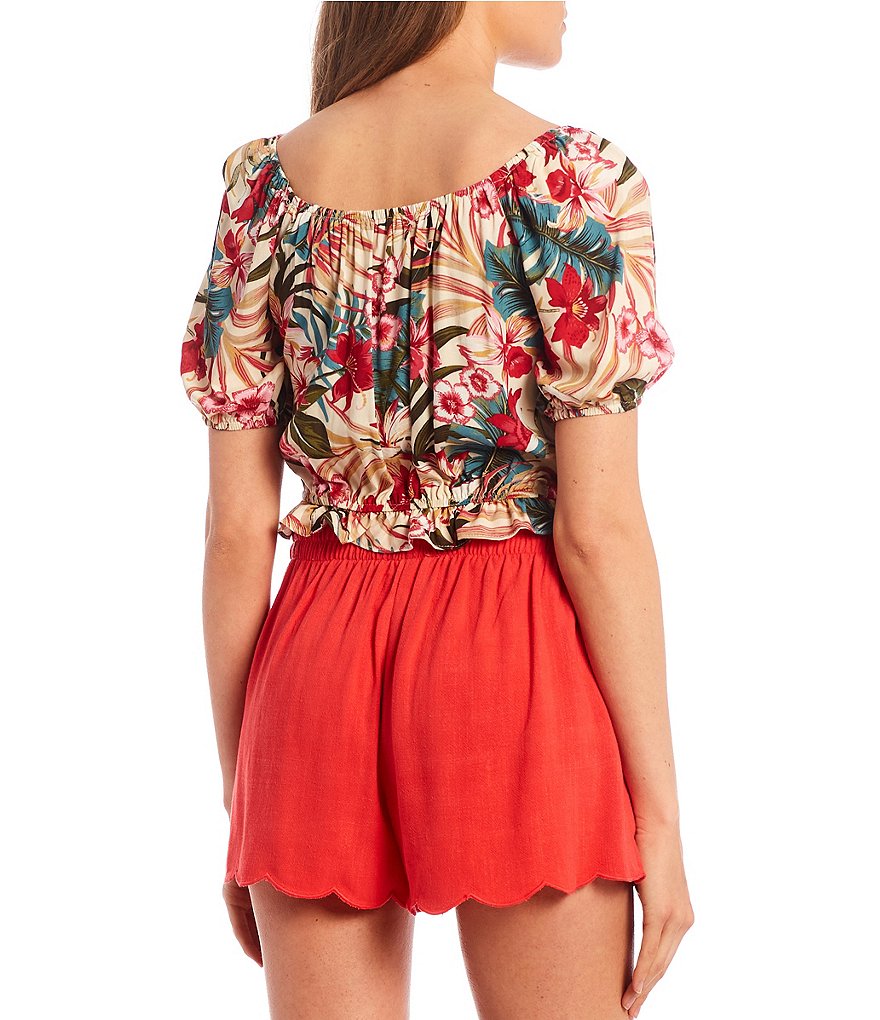 Love & Piece Sleeveless Tie-Die Peplum Hanky Hem Top