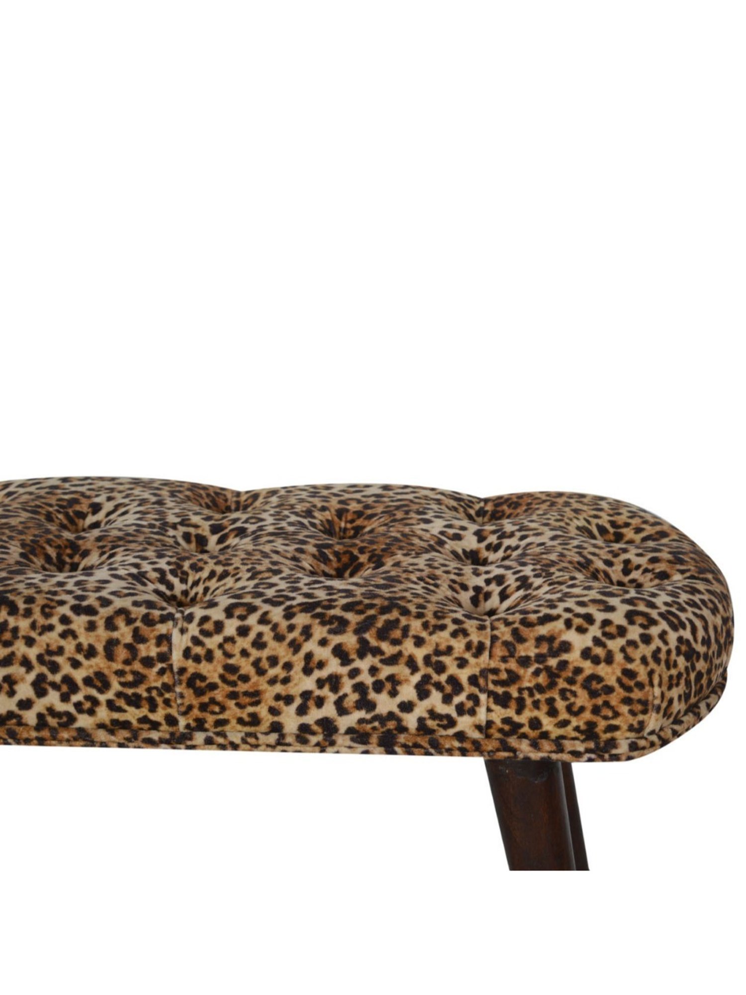 Artisan Furniture Brown Animal Print Print Deep Button Bench Brown Finish