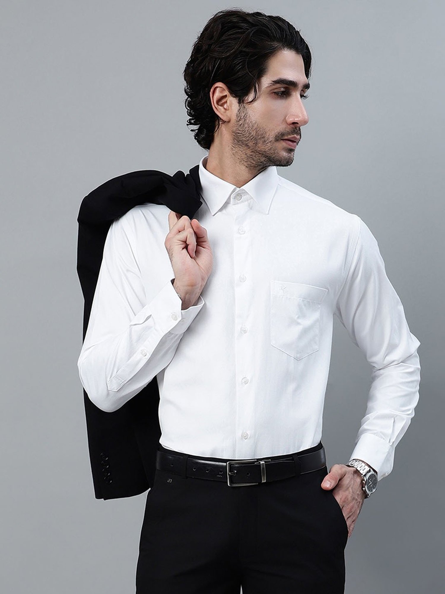 Cantabil Black Poly Viscose Regular fit  Trousers