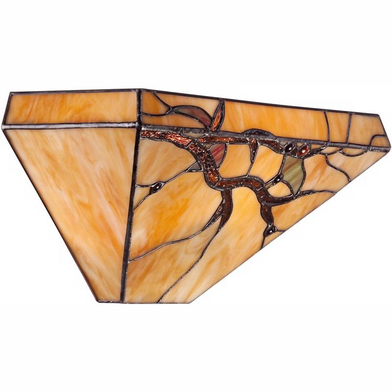 Robert Louis Tiffany Wall Light Sconce Budding Branch Art Glass Hardwired 14" Wide Fixture for Bedroom Bathroom Hallway