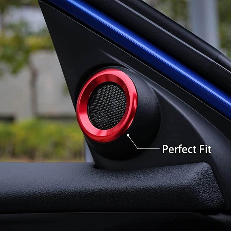 for 10th Gen Civic Door Audio Speaker Rings Anodized Aluminum APillar Loudspeaker Decorations Circle Trims for Honda Civic 2016 2017 2018 2019 Red