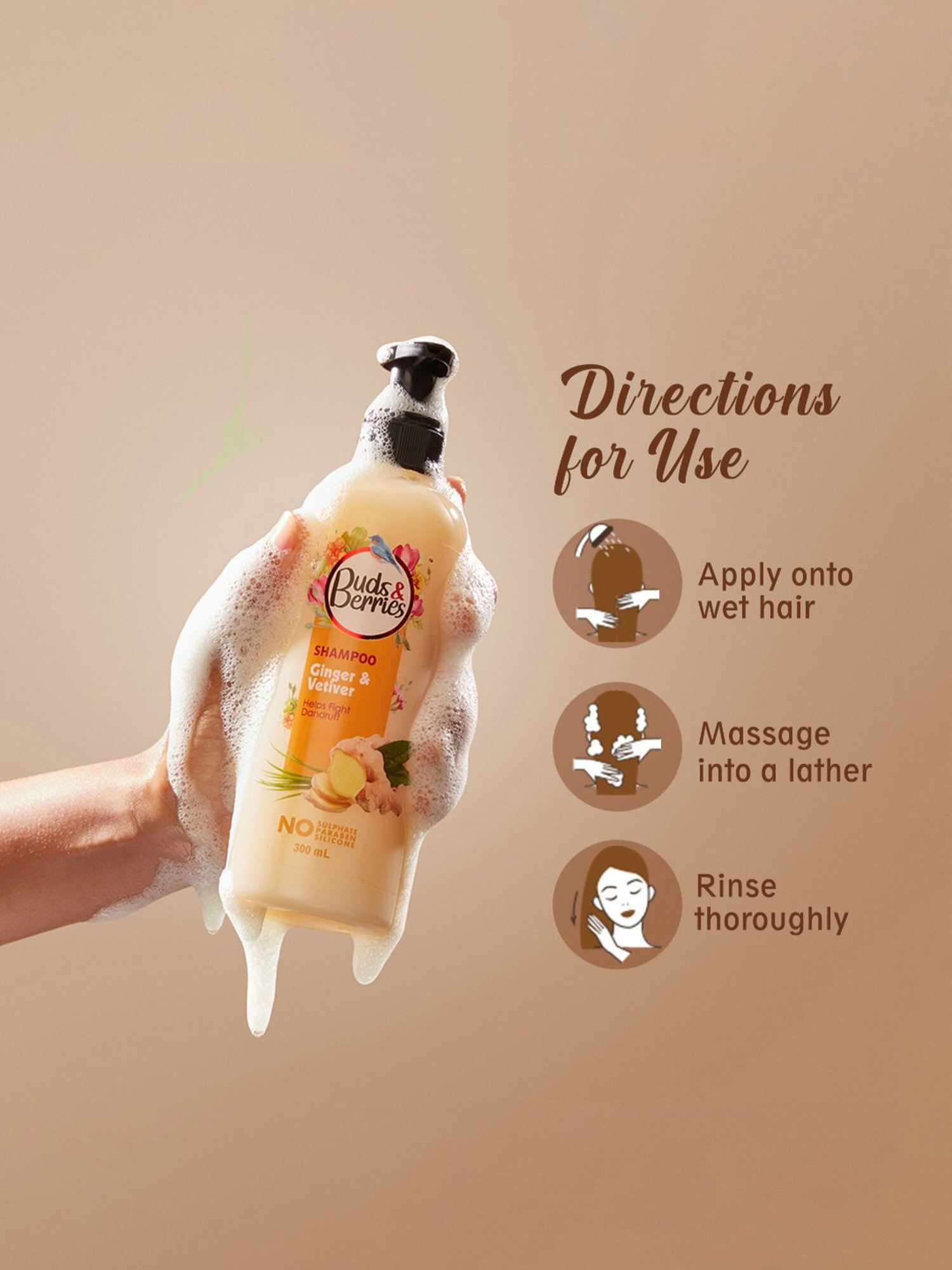 Buds & Berries Ginger & Vetiver Shampoo - 300 ml