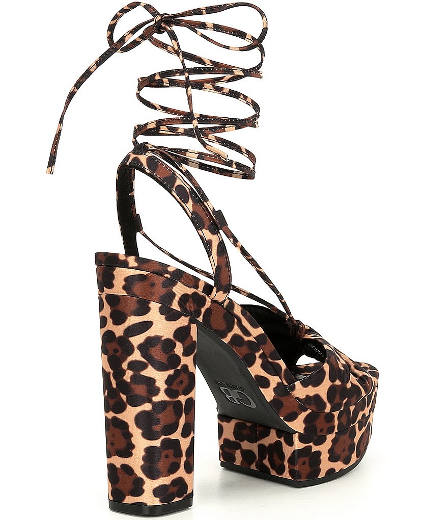 GB Gloww-Up Animal Print Ankle Wrap Platform Dress Sandals