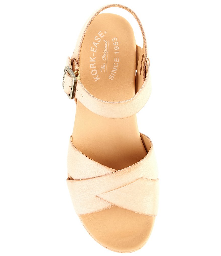 Kork-Ease Myrna Ankle Strap Banded Leather & Cork Wedge Sandals