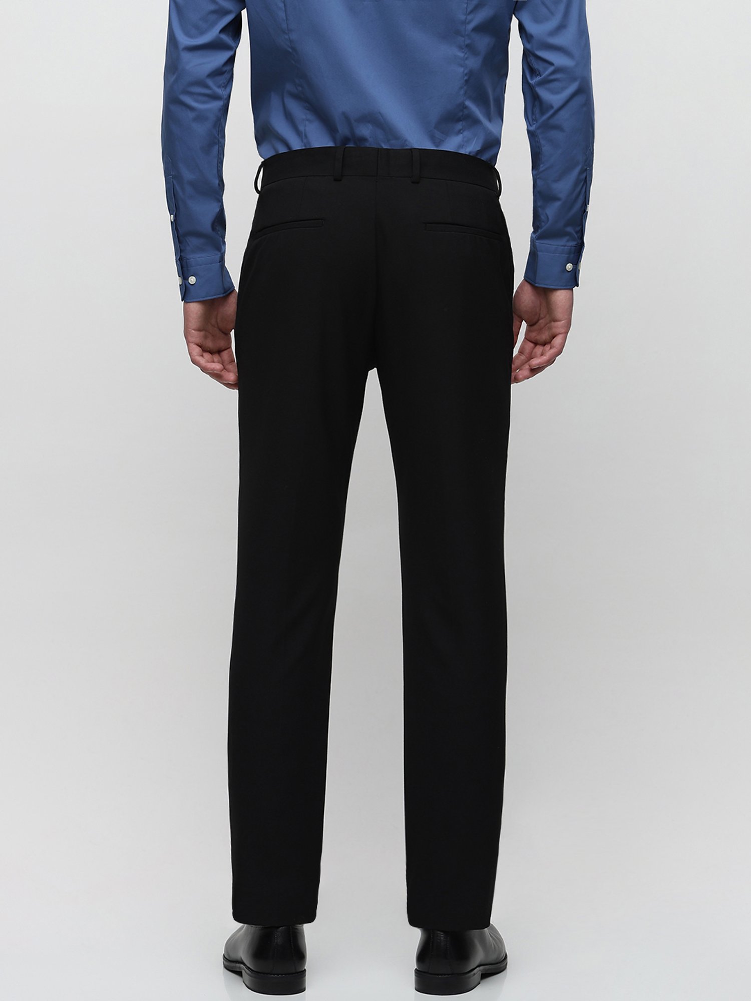 SELECTED HOMME Black Slim Fit Flat Front Trousers