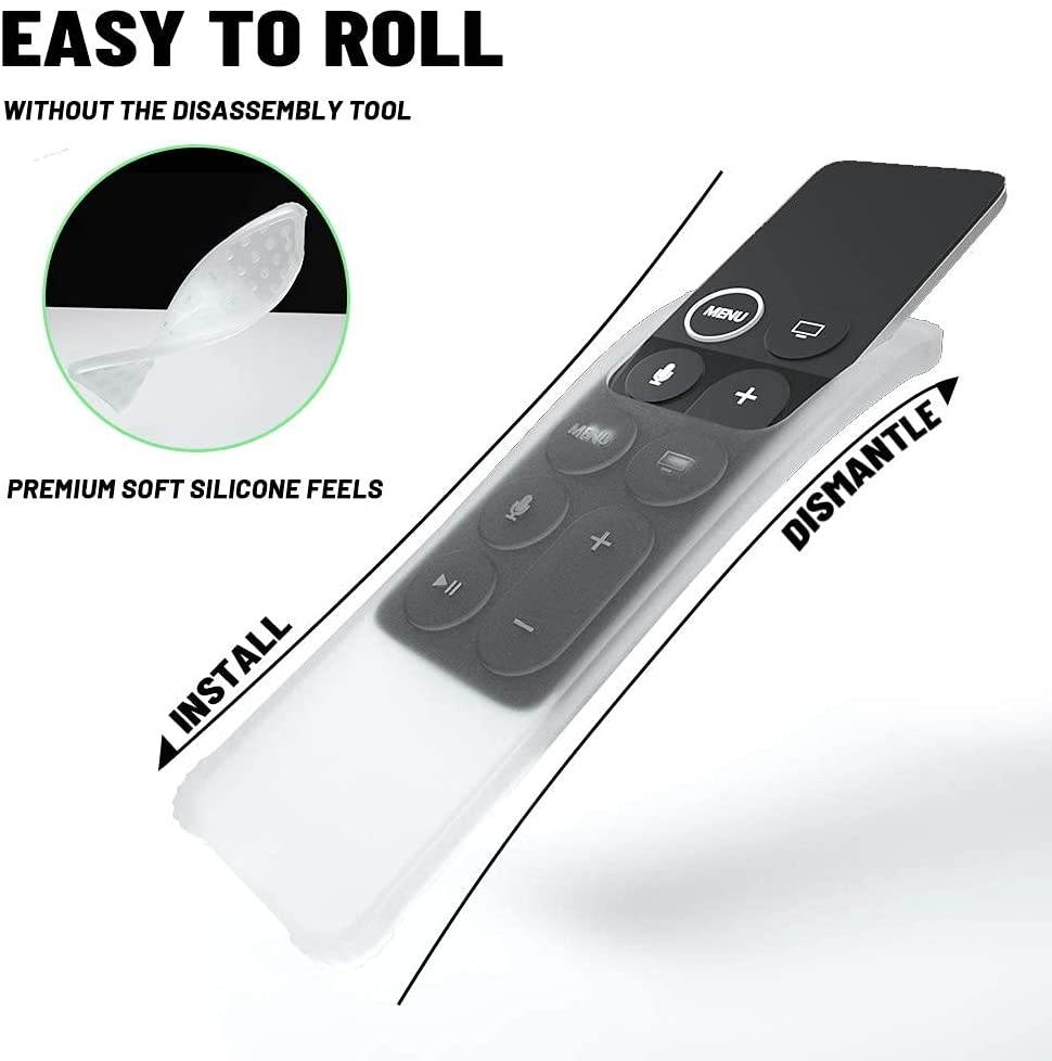 AWINNER Protective Case Compatible for Apple TV 4K/4th/HD Siri Remote (1st Generation) - Lightweight [Anti Slip] Shock Proof Silicone Cover for Apple TV Siri Remote Controller (Green Glow in The Dark)