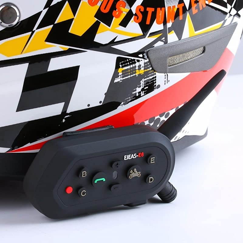 E6 Bluetooth Motorcycle Helmet Intercom Headset 1200M Motorbike Interphone Headphone 6 Riders System for Riding1pcs