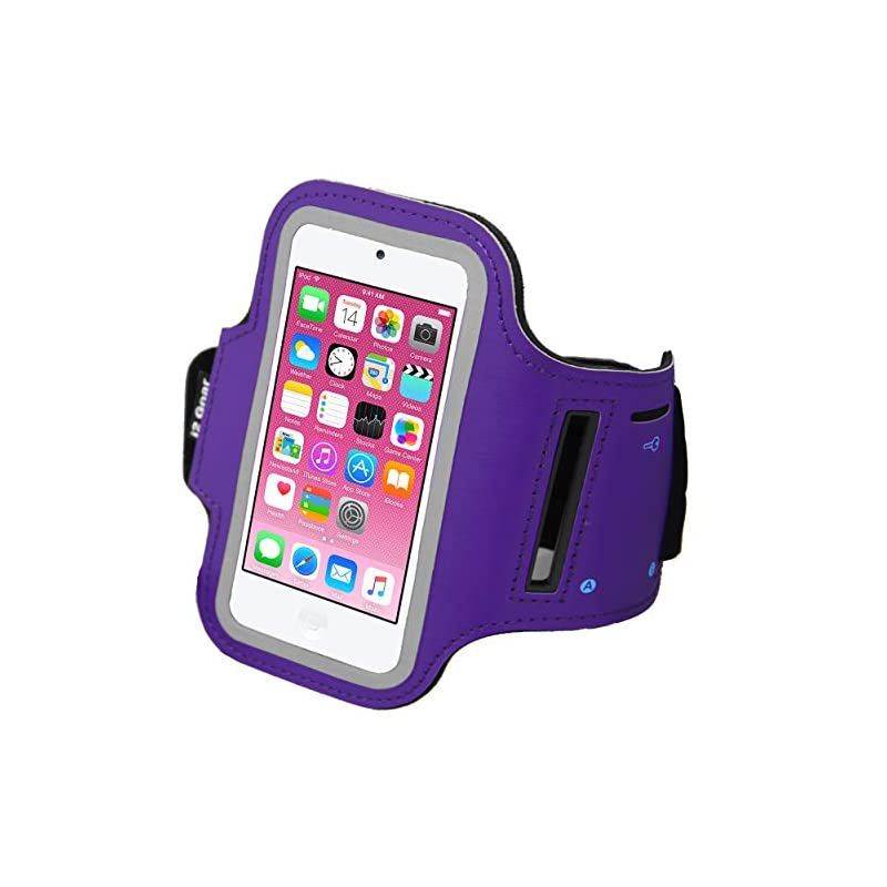 Running Exercise Armband for iPod Touch 7th, 6th and 5th Generation Devices with Adjustable Sport Band, Reflective Border, Touch Screen Protection and Key Holder (Purple)
