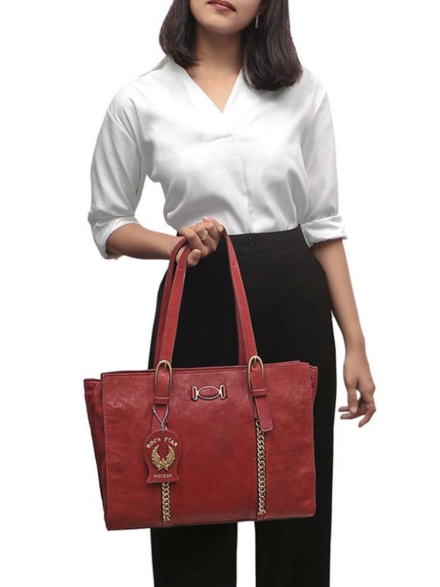 Hidesign Rockstar Metal Red Solid Medium Laptop Handbag