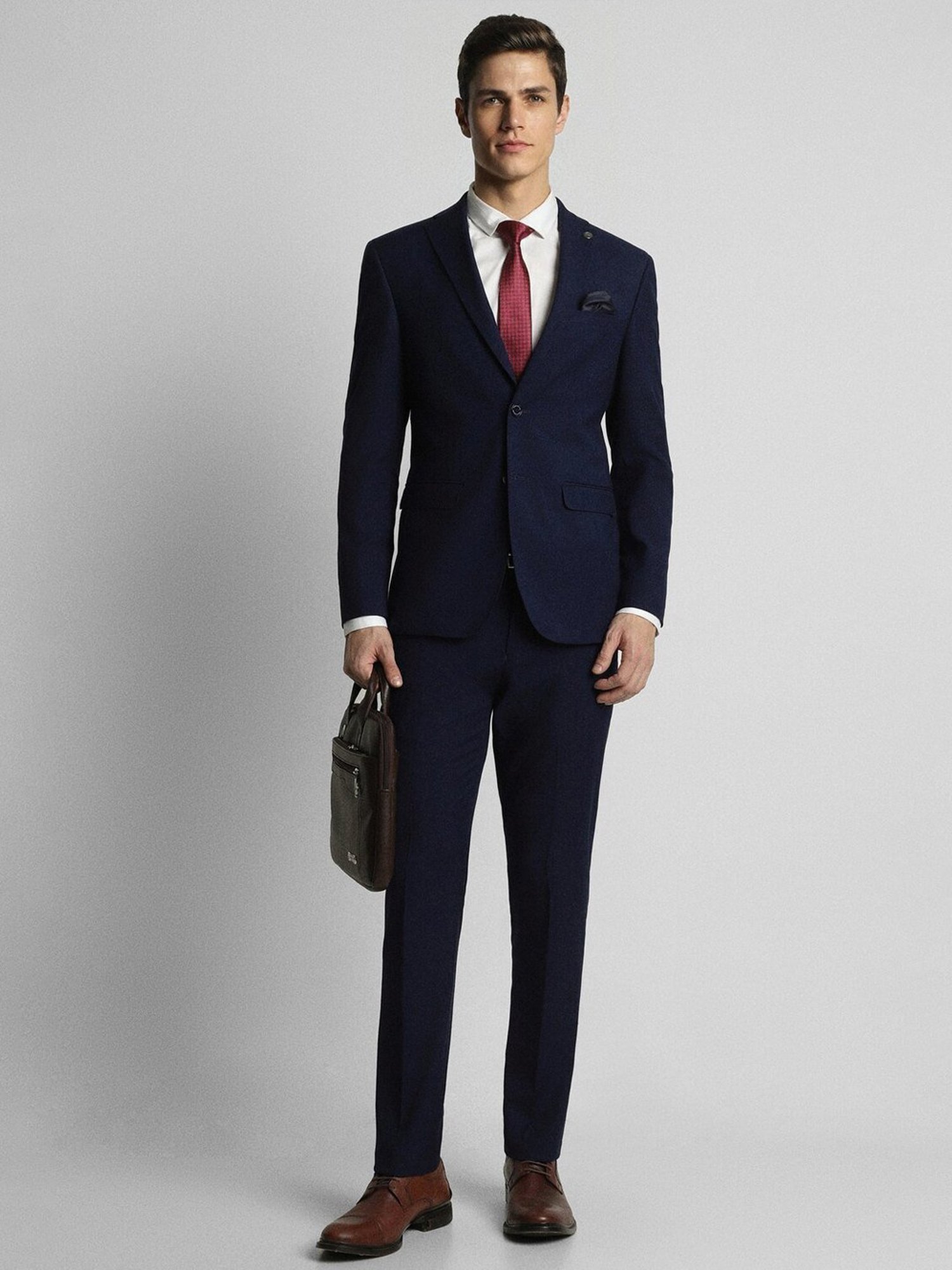 Raymond Brown  Slim Fit Printed Three Piece Suit