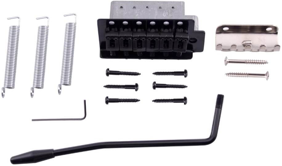 Seismic Audio - SAGA24 - Replacement Black Strat-Style Tremolo Bridge Set for Strat Style Electric Guitar