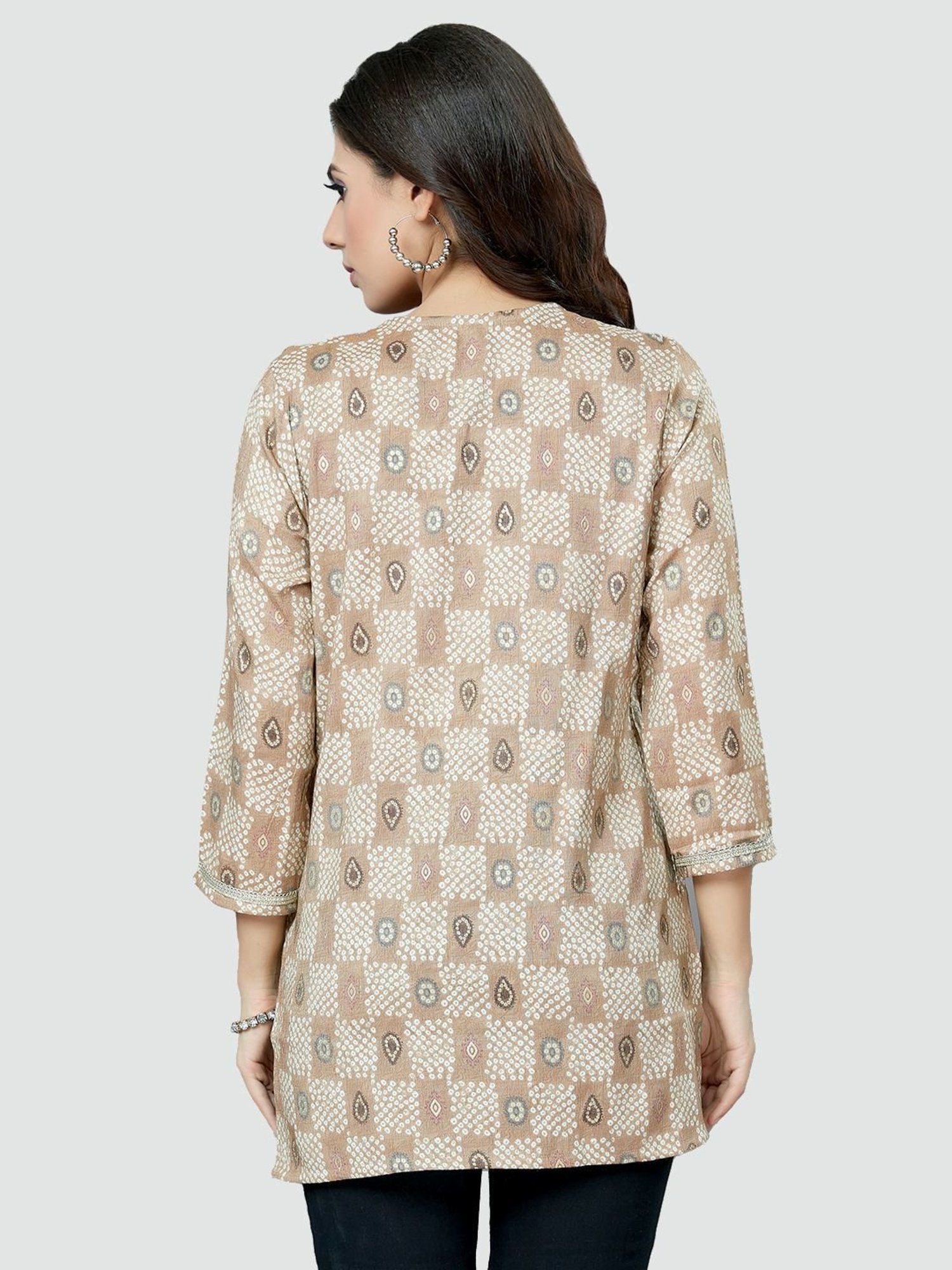 Saree Swarg Beige Printed Tunic