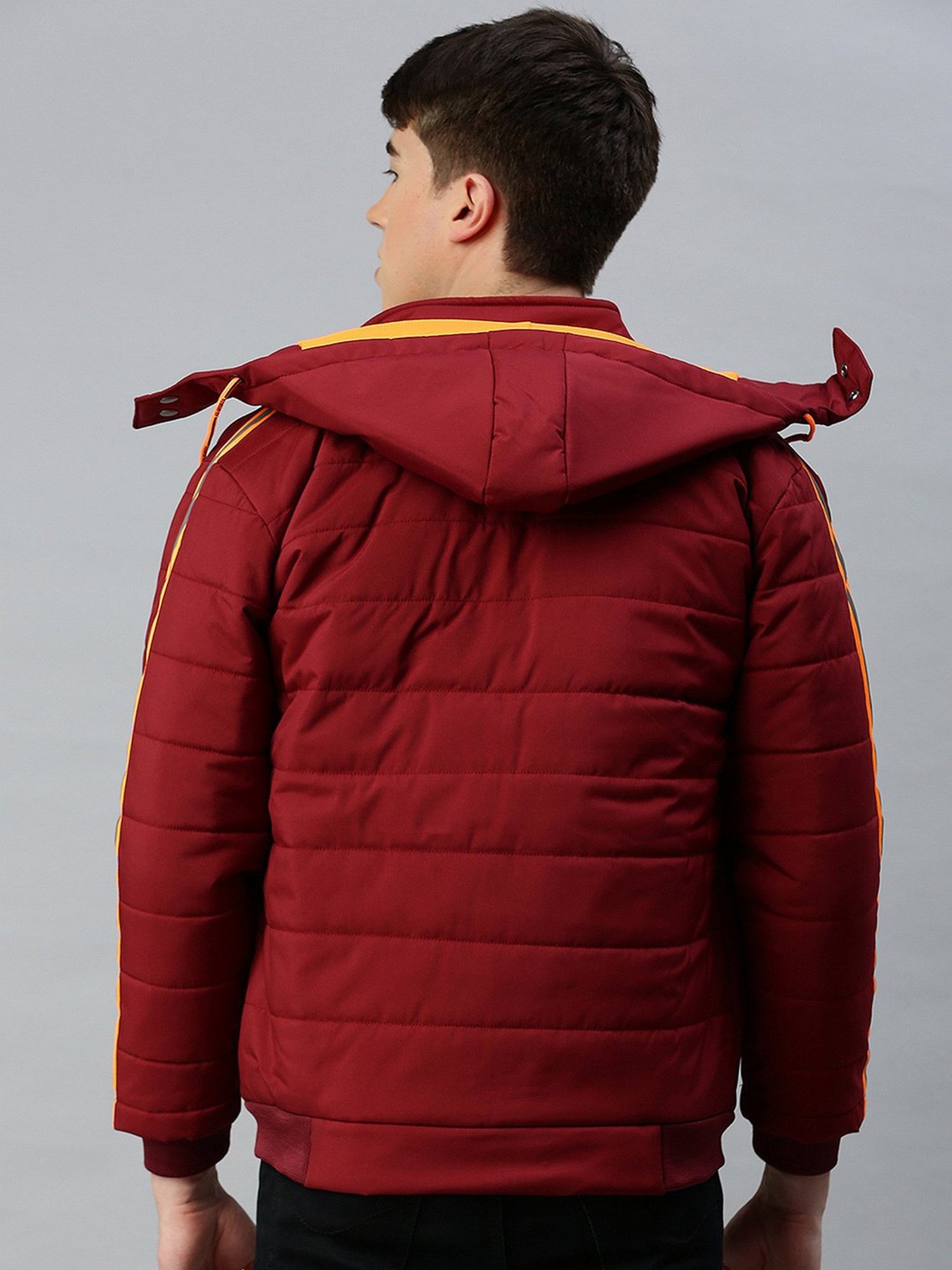 VOXATI Maroon Regular Fit Hooded Jacket