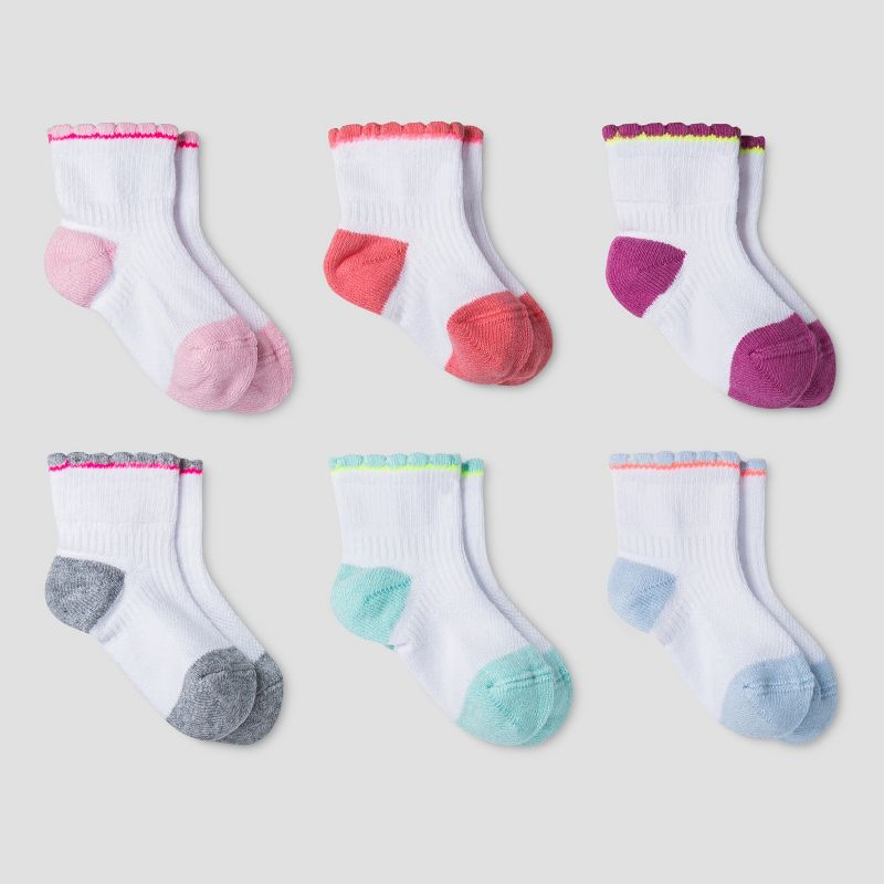Baby 6pk Ankle Scallop Edge Socks - Cat & Jack™ 6-12M